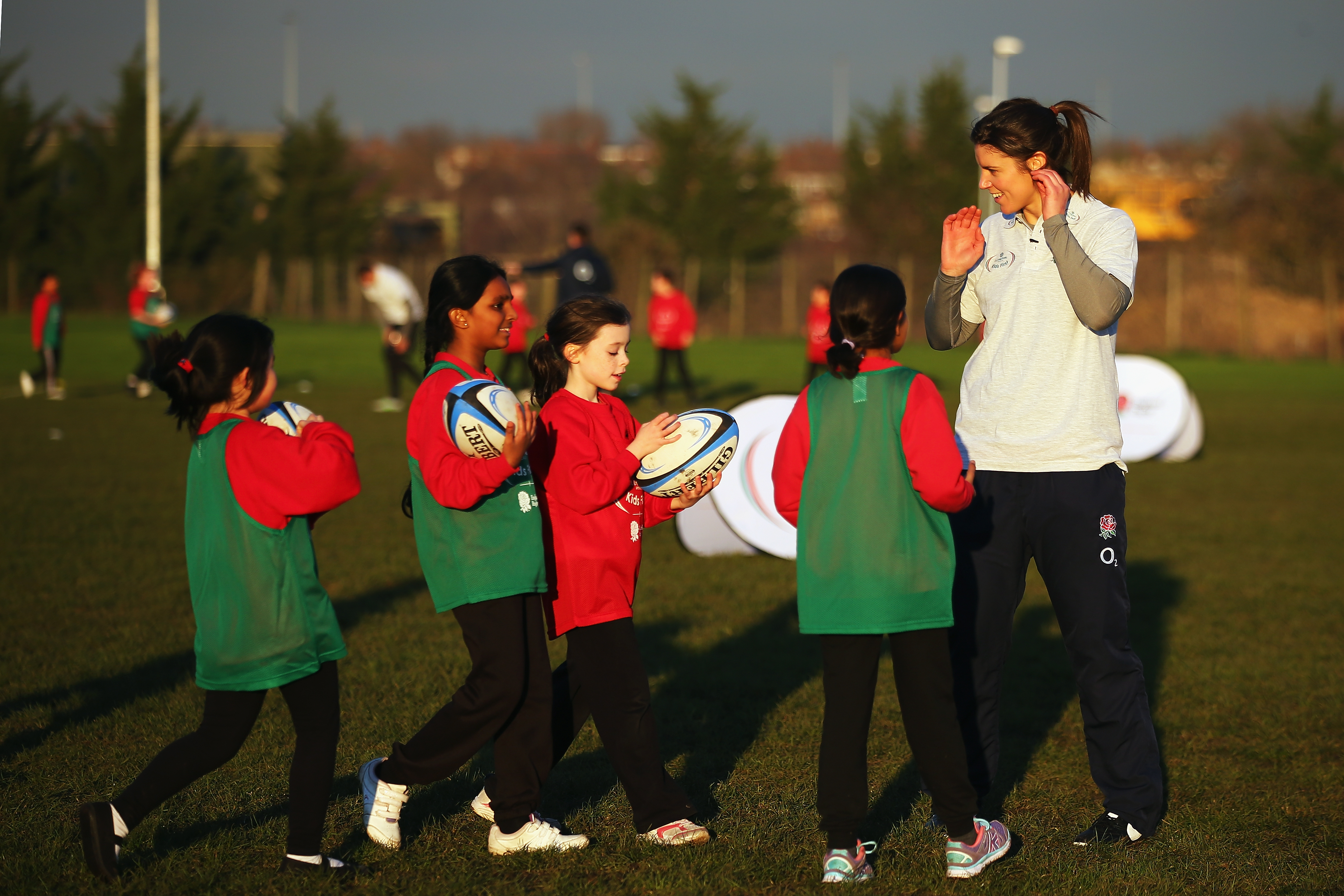 Children taking part in a rugby training session