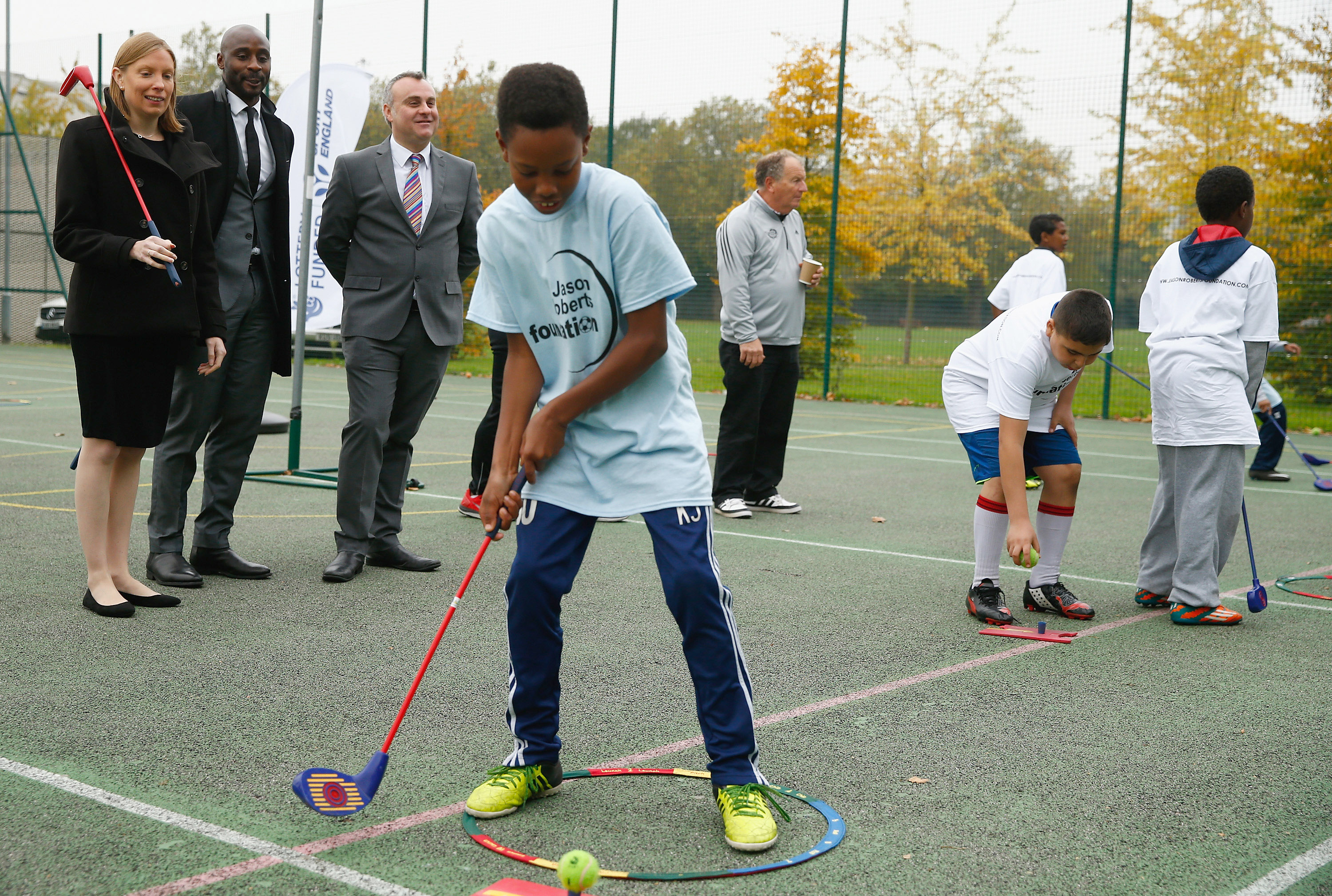 Young person playing hockey
