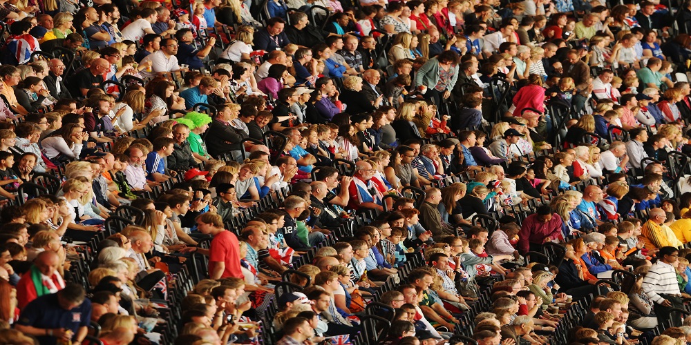 Crowd of spectators at a sporting event