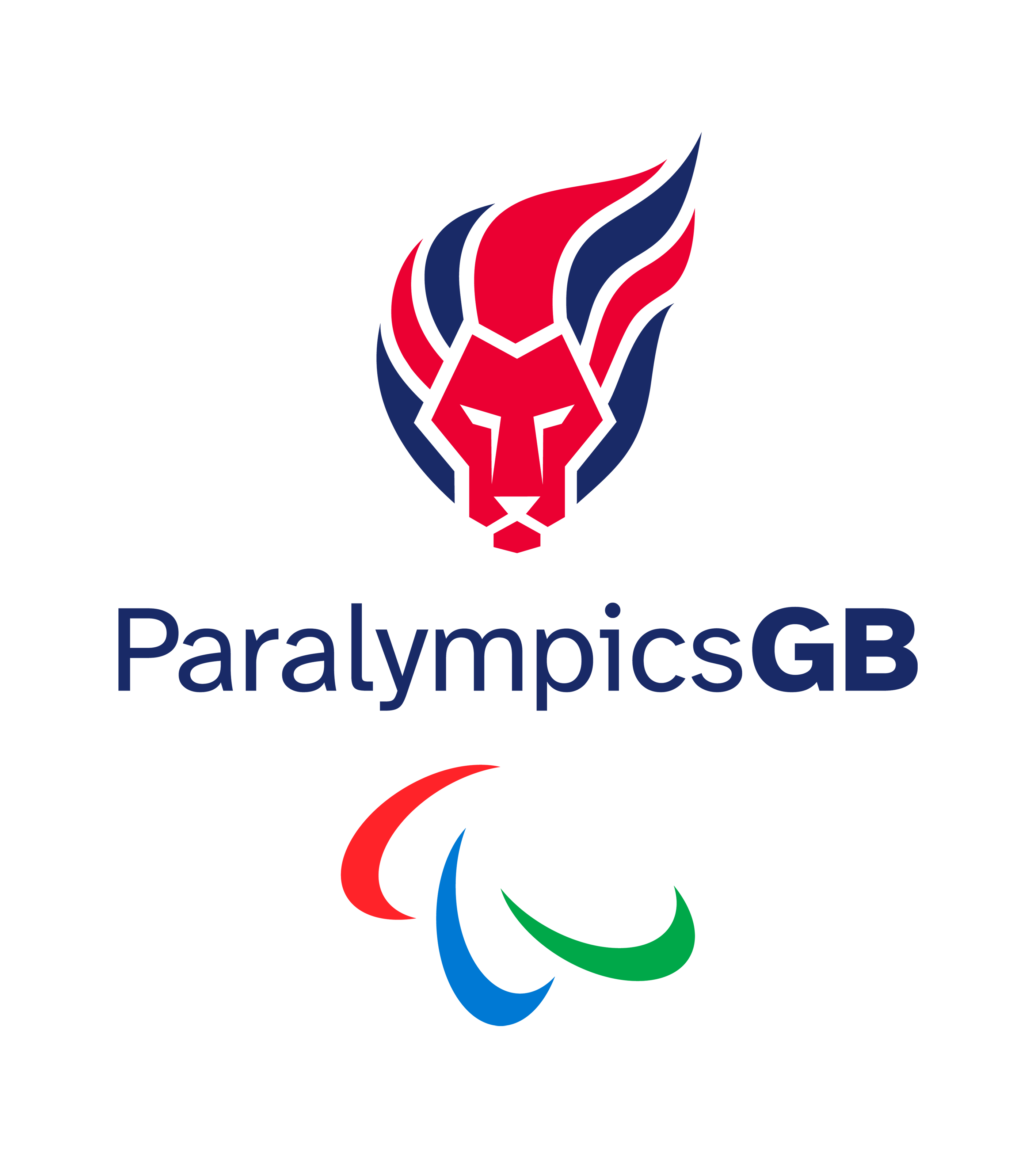 ParalympicsGB logo with a lions head in red and blue design